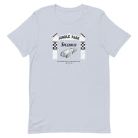 Jungle Park Speedway (white/black) - Parke County Indiana - Short-Sleeve Unisex T-Shirt - EdgyHaute
