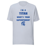 Kansas/Shiloh/Oakland HS Tri-County Titans - Superpower (blue) - Short-Sleeve Unisex T-Shirt - EdgyHaute