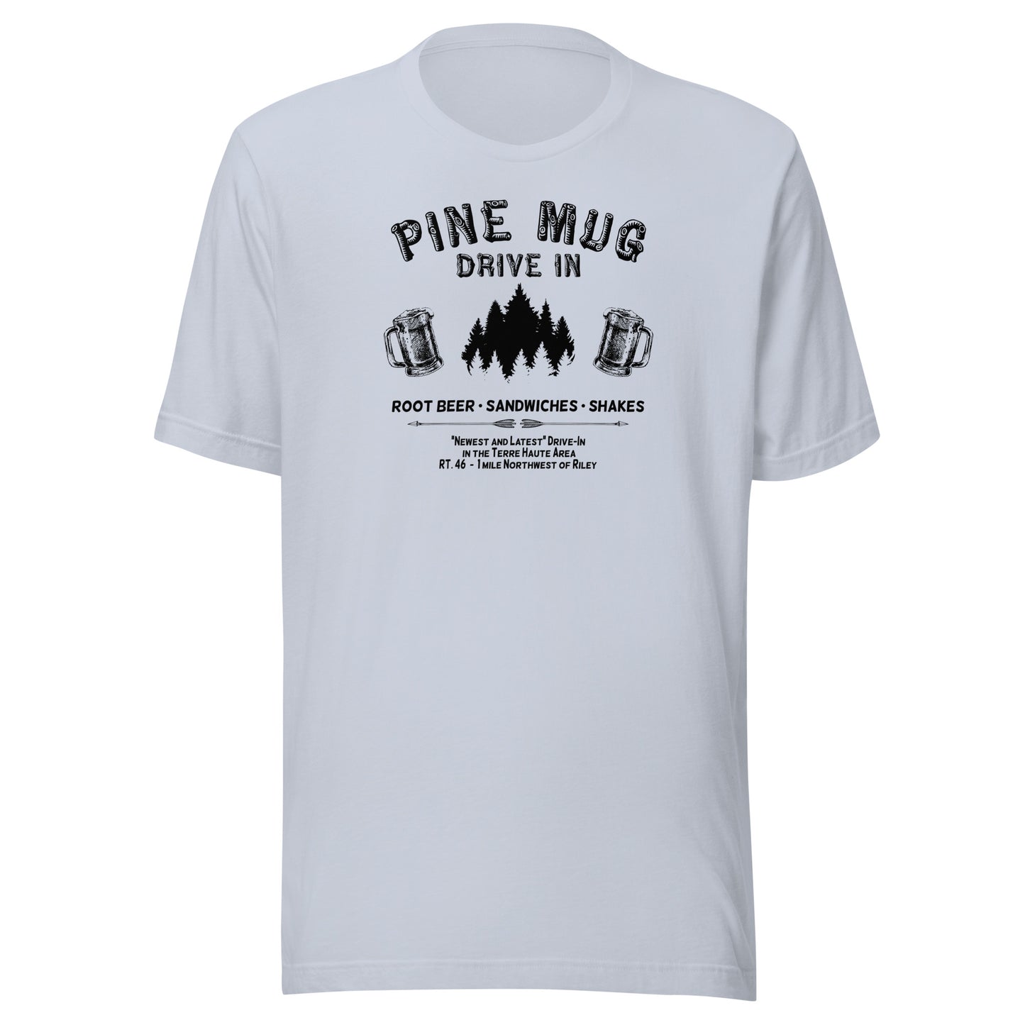 Pine Mug Drive-In (black) - Terre Haute Indiana - Short-Sleeve Unisex T-Shirt - EdgyHaute