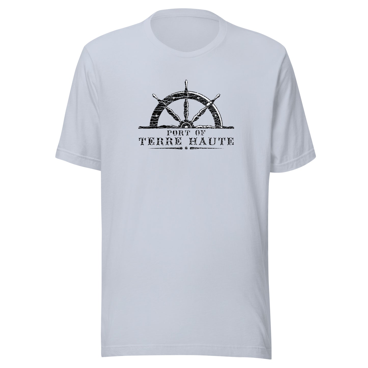 Port of Terre Haute - wheel (black/white) - Terre Haute Indiana - Short-Sleeve Unisex T-Shirt - EdgyHaute