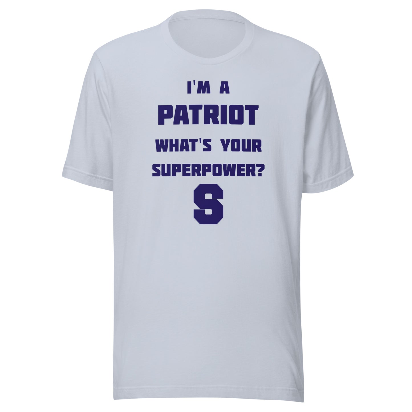 Seeger Memorial Jr.-Sr. HS Patriots - Superpower (blue) - Short-Sleeve Unisex T-Shirt - EdgyHaute