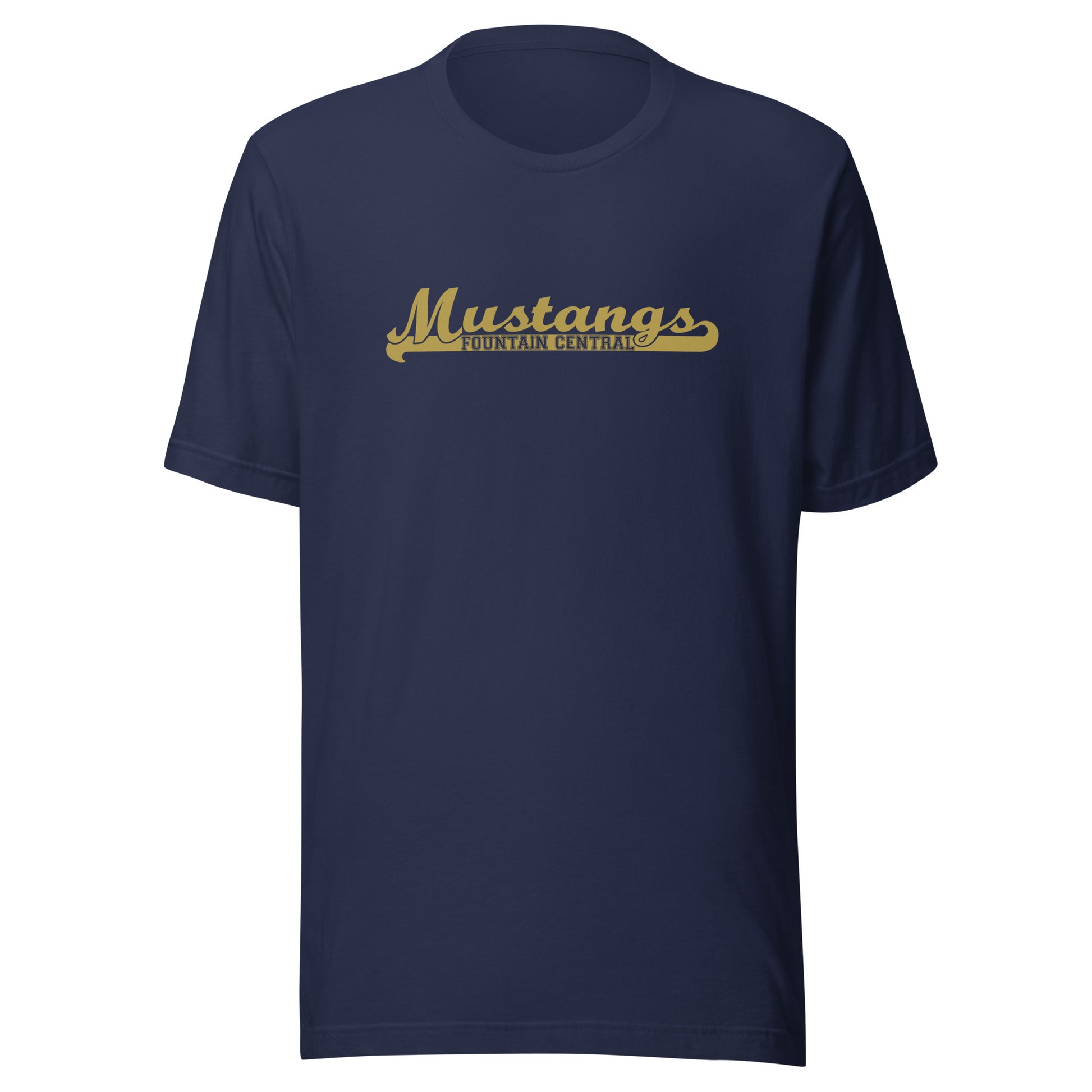 Fountain Central Jr/Sr HS Mustangs - Banner (gold) - Short-Sleeve Unisex T-Shirt - EdgyHaute