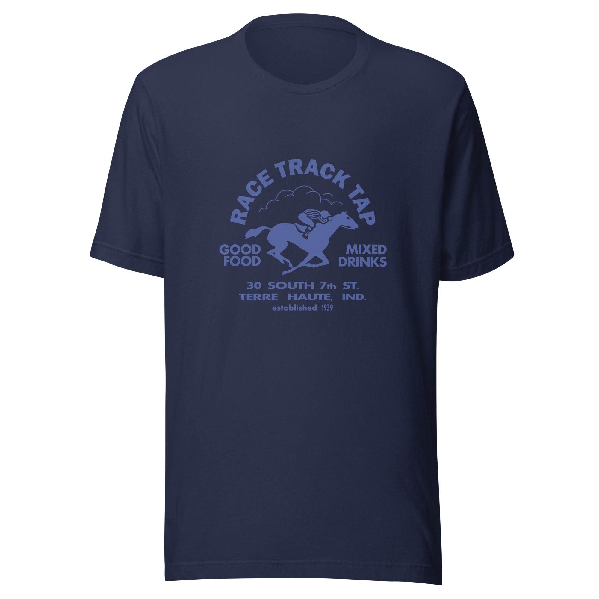 Race Track Tap (blue) - Terre Haute Indiana - Short-Sleeve Unisex T-Shirt - EdgyHaute