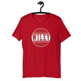 Wiley HS Red Streaks - button design  -  Unisex t-shirt - EdgyHaute