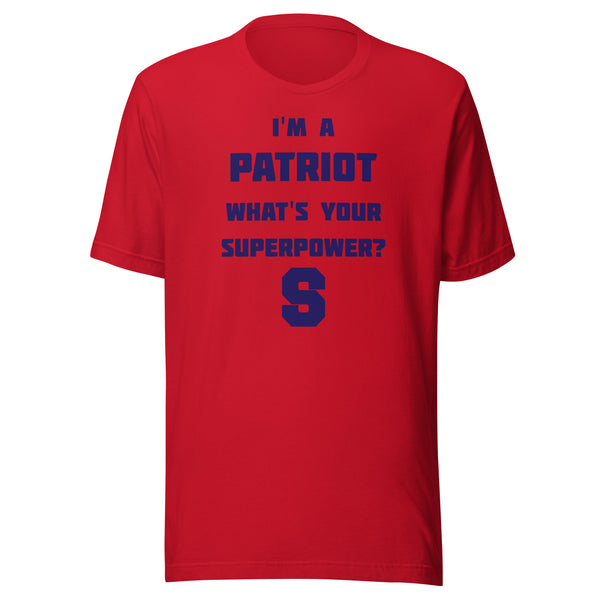 Seeger Memorial Jr.-Sr. HS Patriots - Superpower (blue) - Short-Sleeve Unisex T-Shirt - EdgyHaute