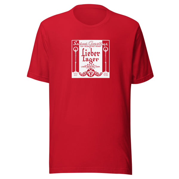 Seasons Greetings Lieber Lager (white) - Indianapolis Indiana - Short-Sleeve Unisex T-Shirt - EdgyHaute