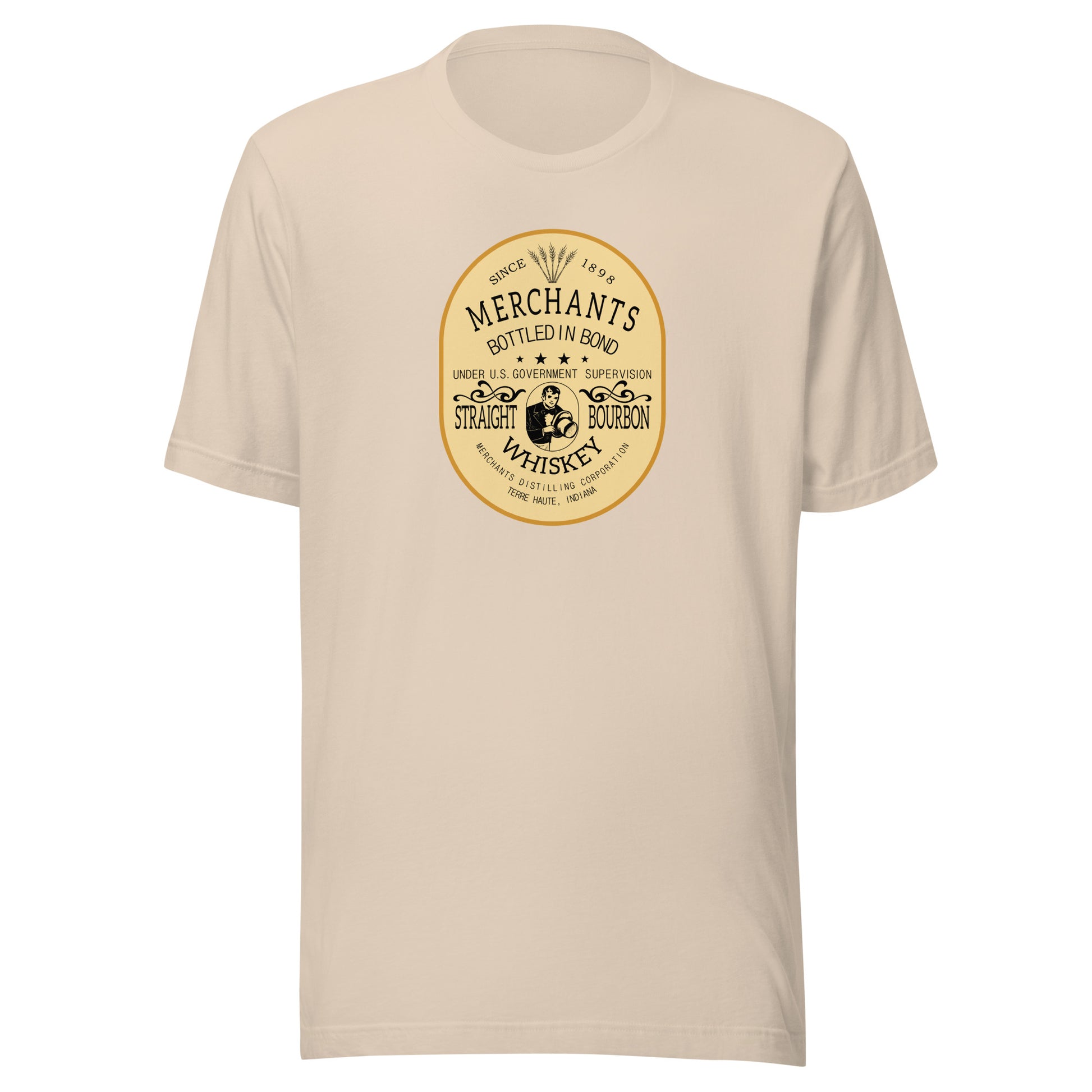 Deluxe Bourbon Whiskey / Merchants Distilling (design 2) - Terre Haute Indiana - Short-Sleeve Unisex T-Shirt - EdgyHaute