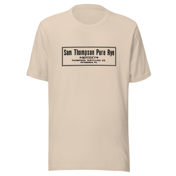 PA-Pittsburgh-Thompson Distilling-Sam Thompson Pure Rye Whiskey (black) - Short-Sleeve Unisex T-Shirt - EdgyHaute