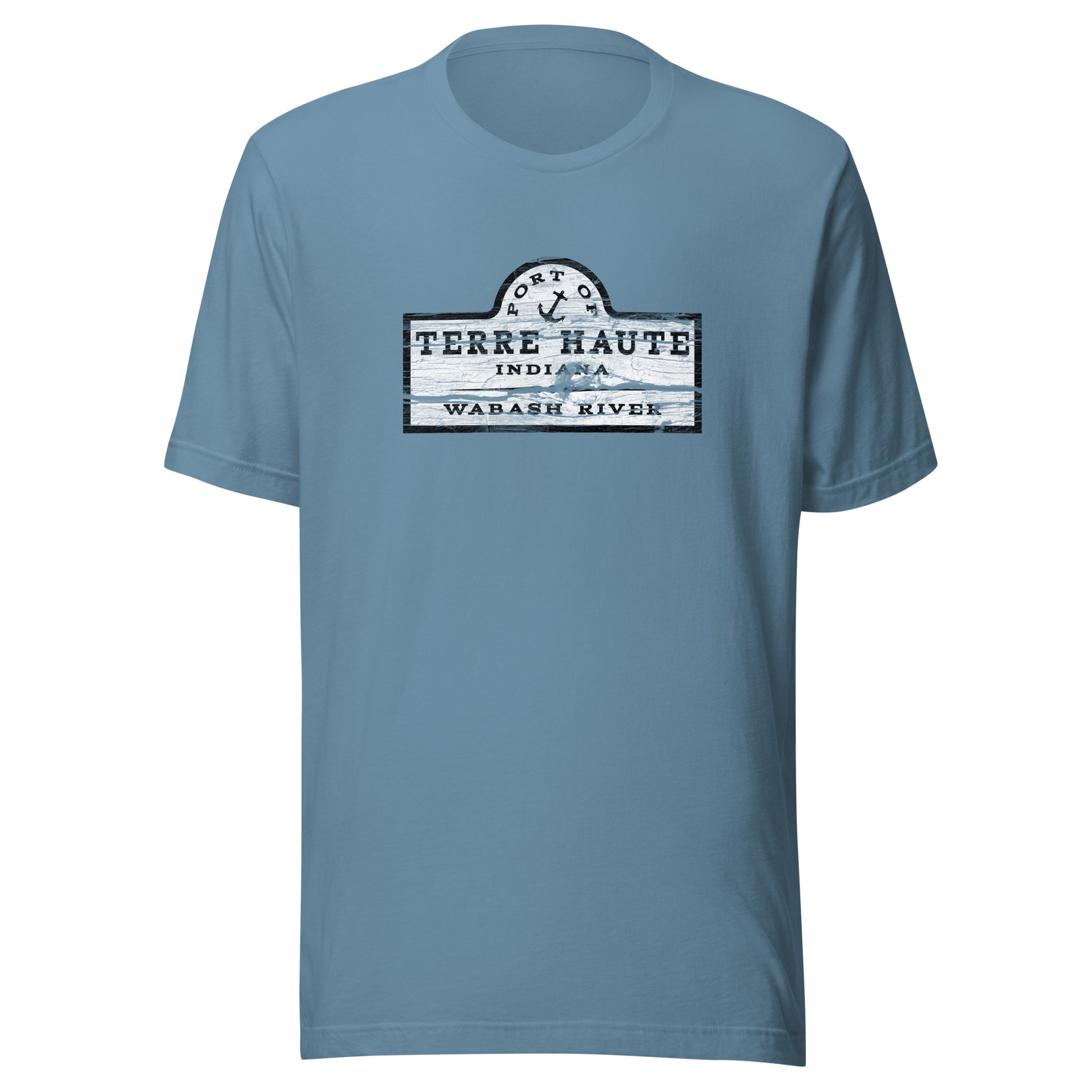 Port of Terre Haute - sign (black/white) - Terre Haute Indiana - Short-Sleeve Unisex T-Shirt - EdgyHaute