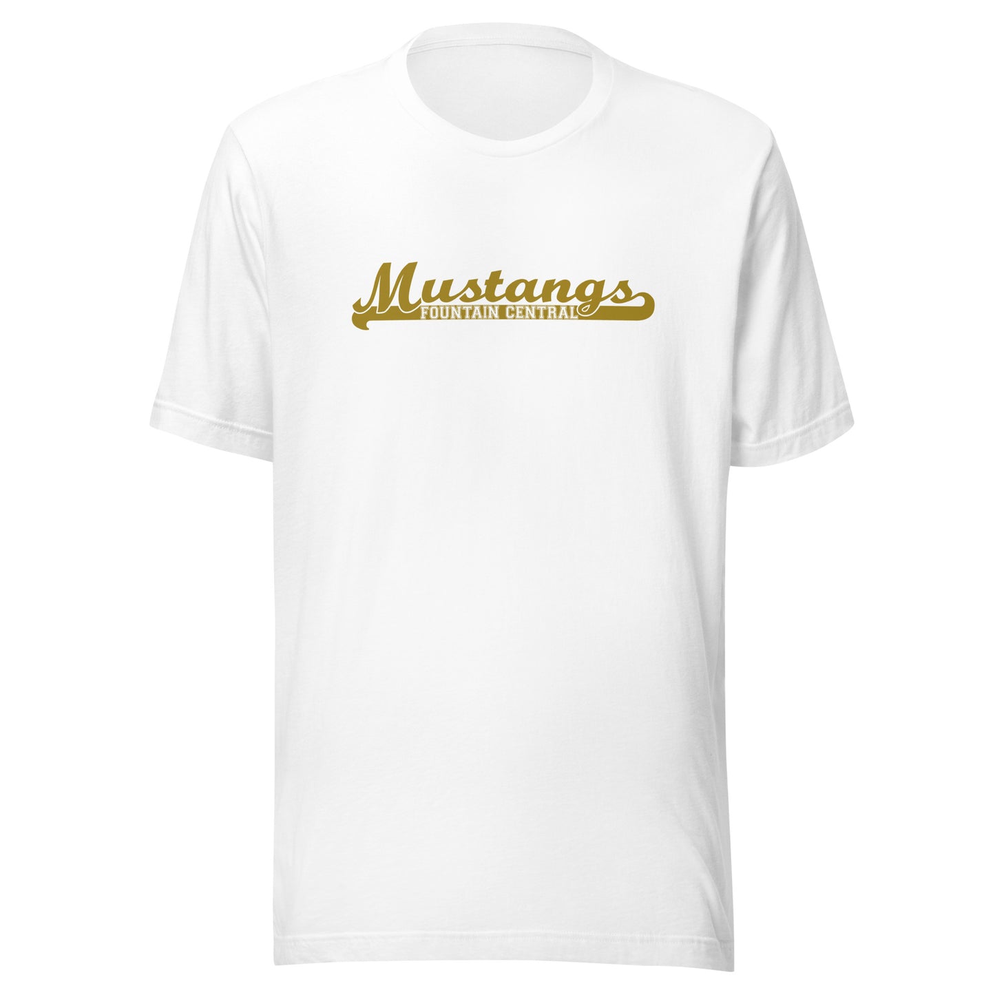 Fountain Central Jr/Sr HS Mustangs - Banner (gold) - Short-Sleeve Unisex T-Shirt - EdgyHaute