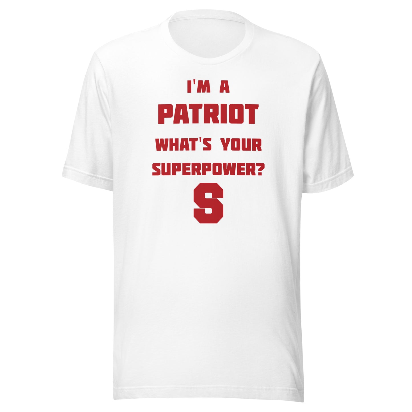 Seeger Memorial Jr.-Sr. HS Patriots - Superpower (red) - Short-Sleeve Unisex T-Shirt - EdgyHaute