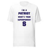 Seeger Memorial Jr.-Sr. HS Patriots - Superpower (blue) - Short-Sleeve Unisex T-Shirt - EdgyHaute