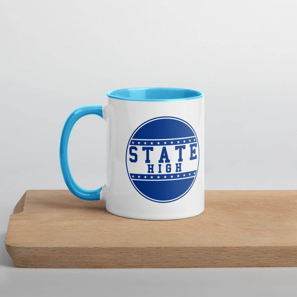 State High Sycamores (ISU Laboratory School) - button design  -  Coffee mug (white with blue accent) - EdgyHaute