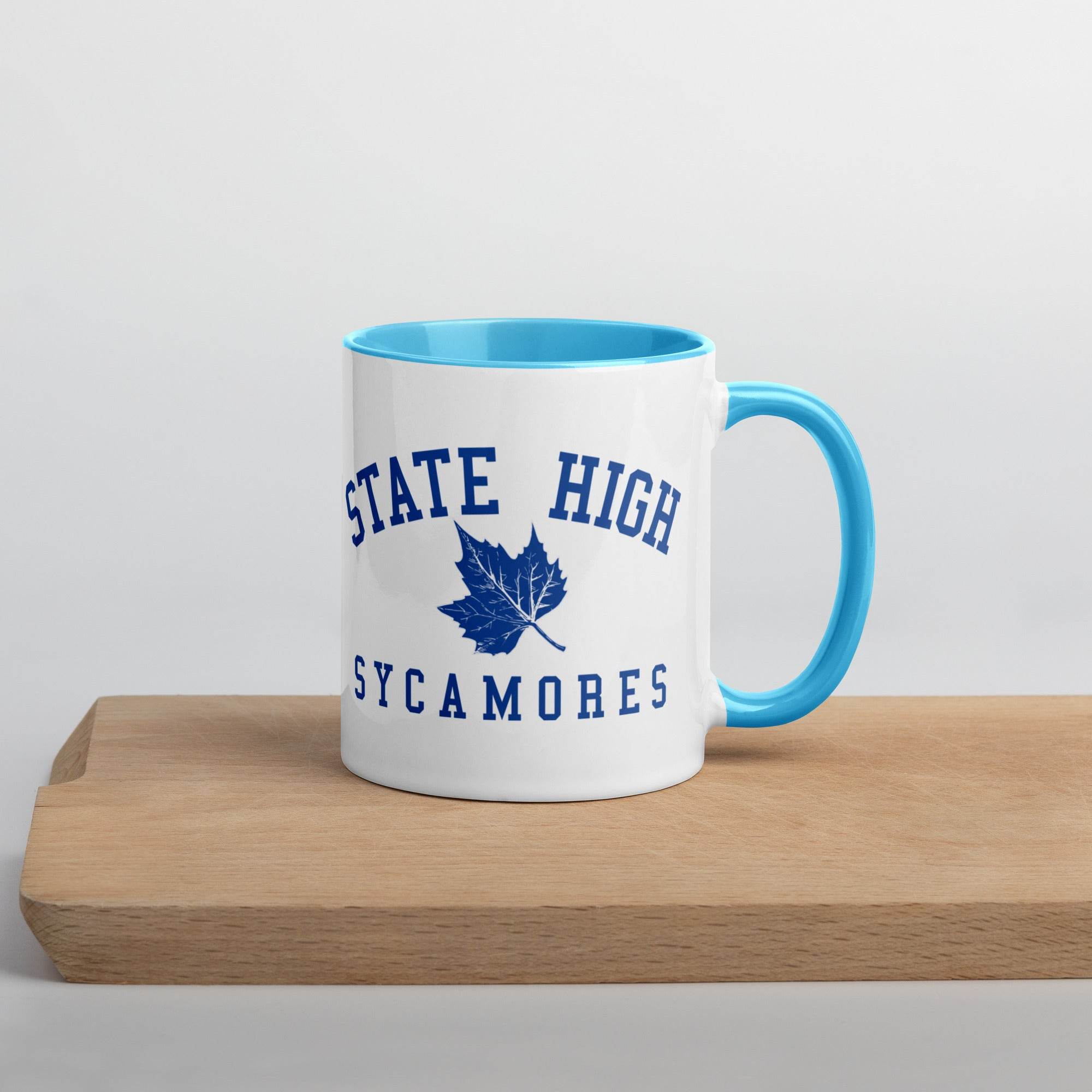 State High Sycamores (ISU Laboratory School) - Sycamores  -  Coffee mug (white with blue accent) - EdgyHaute