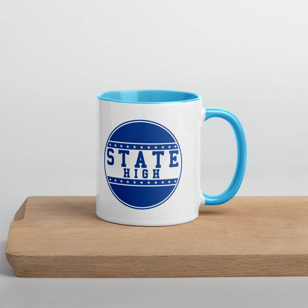 State High Sycamores (ISU Laboratory School) - button design  -  Coffee mug (white with blue accent) - EdgyHaute