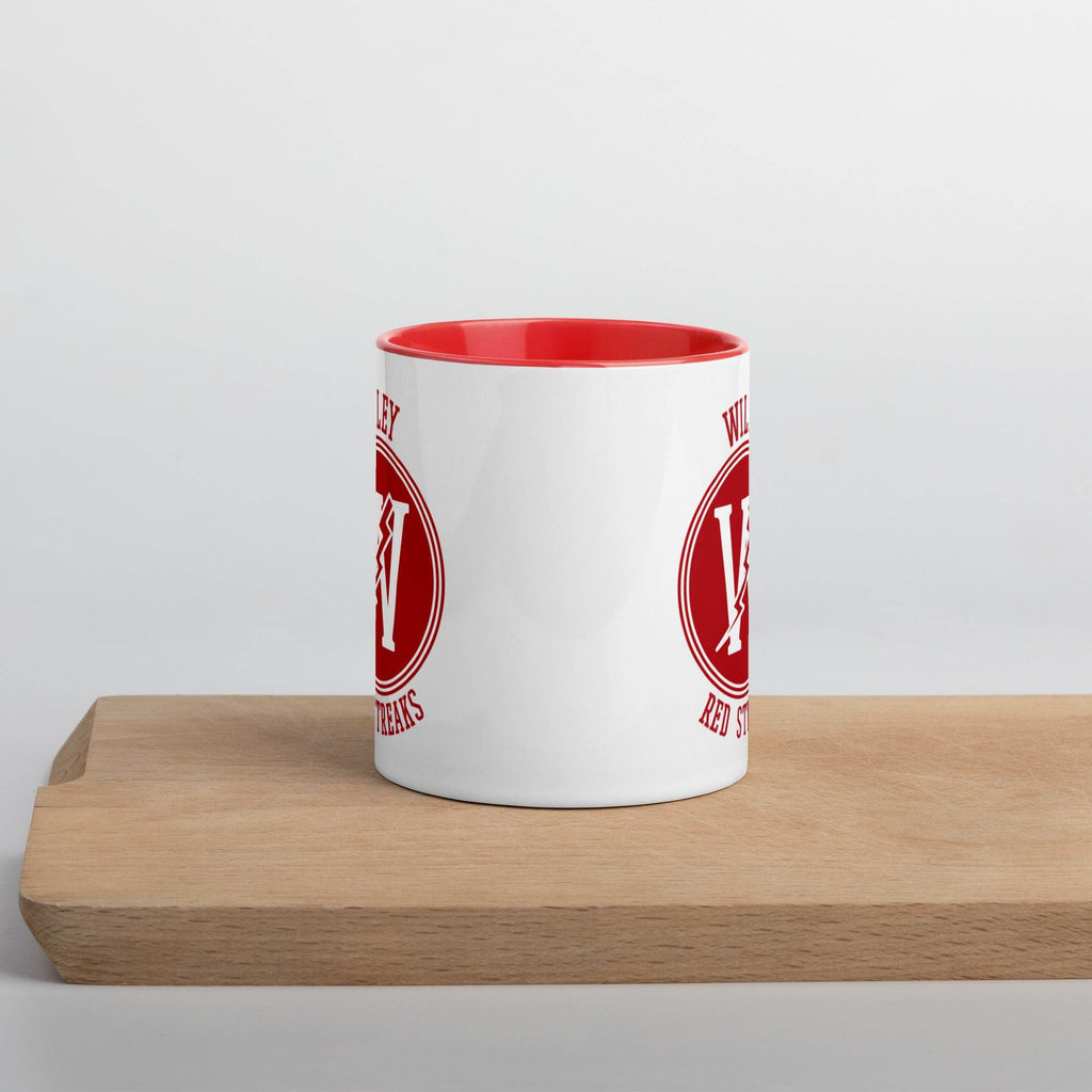 Wiley HS Red Streaks - center court design  -  Coffee mug (white with red accent) - EdgyHaute