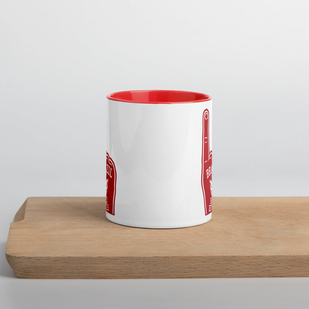 Brazil HS Red Devils - Foam Finger - Coffee mug (white with red accent) - EdgyHaute