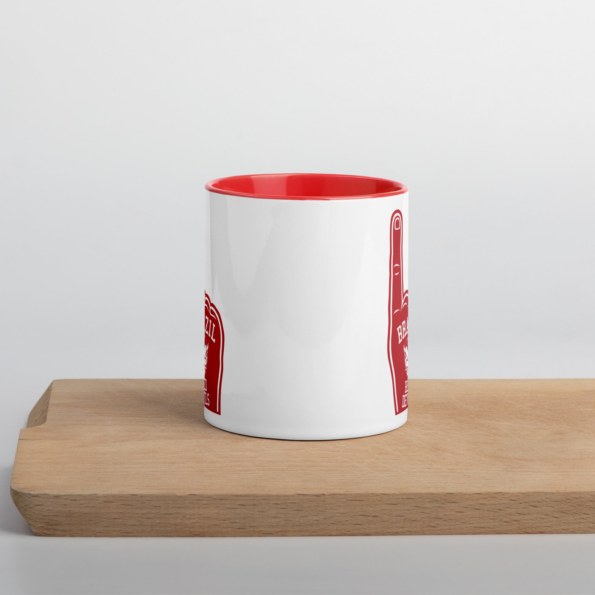 Brazil HS Red Devils - Foam Finger - Coffee mug (white with red accent) - EdgyHaute
