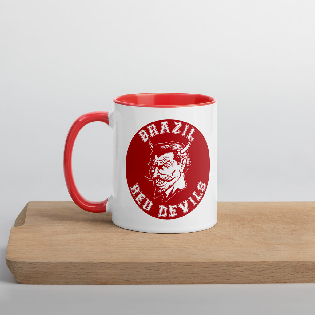 Brazil HS Red Devils - Mascot design - Coffee mug (white with red accent) - EdgyHaute