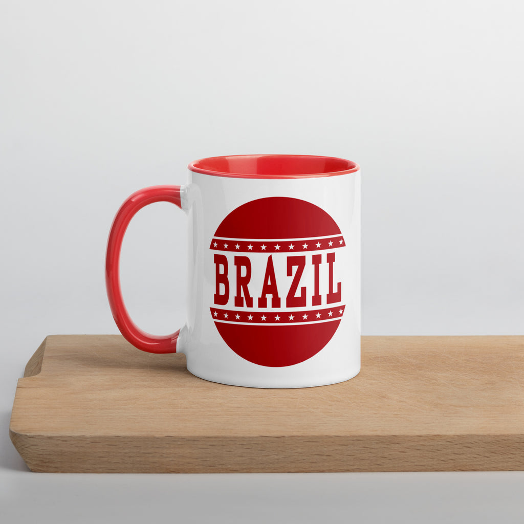 Brazil HS Red Devils - Button design - Coffee mug (white with red accent) - EdgyHaute