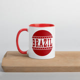 Brazil HS Red Devils - Button design - Coffee mug (white with red accent) - EdgyHaute