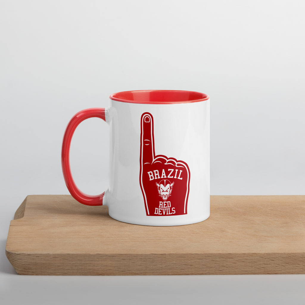 Brazil HS Red Devils - Foam Finger - Coffee mug (white with red accent) - EdgyHaute