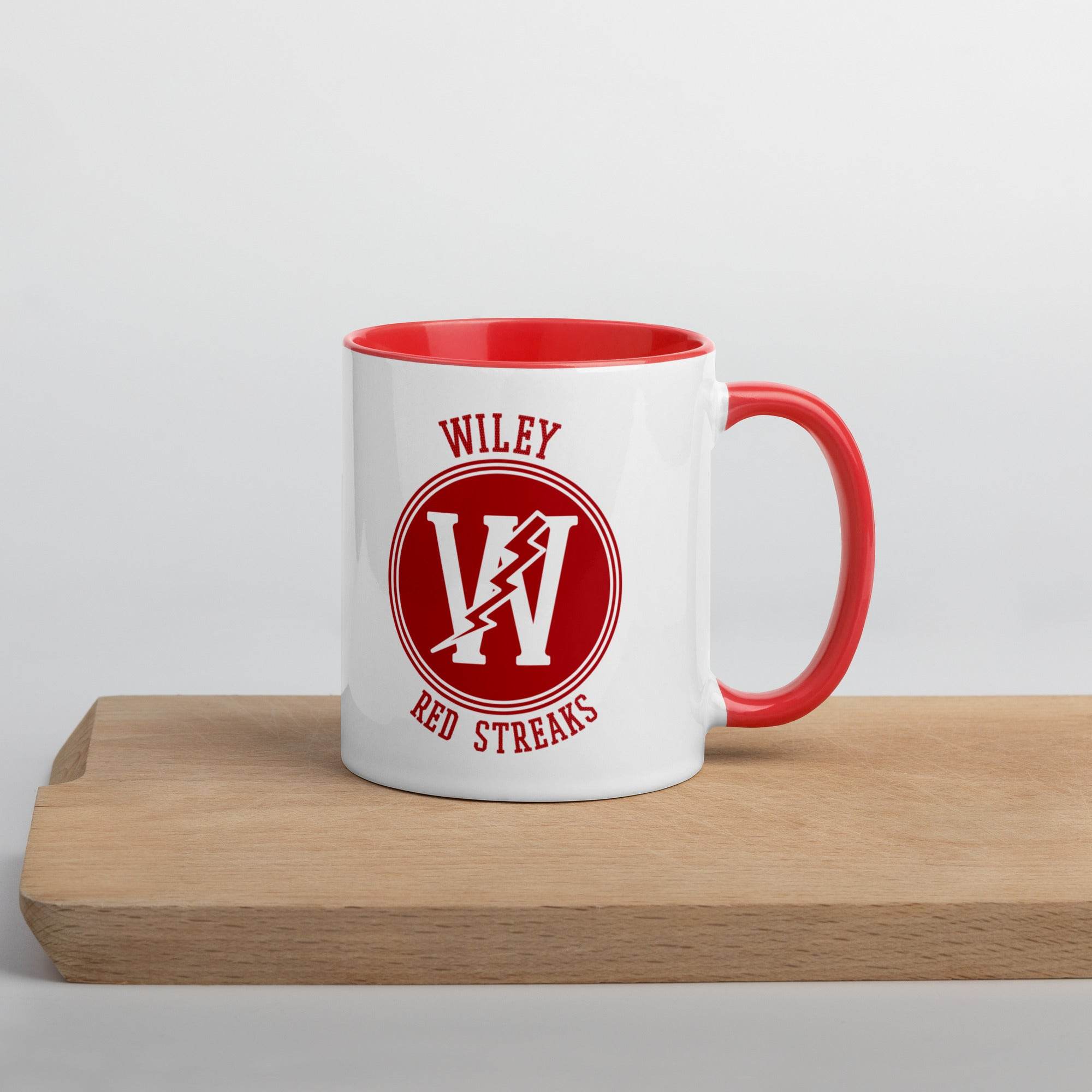 Wiley HS Red Streaks - center court design  -  Coffee mug (white with red accent) - EdgyHaute