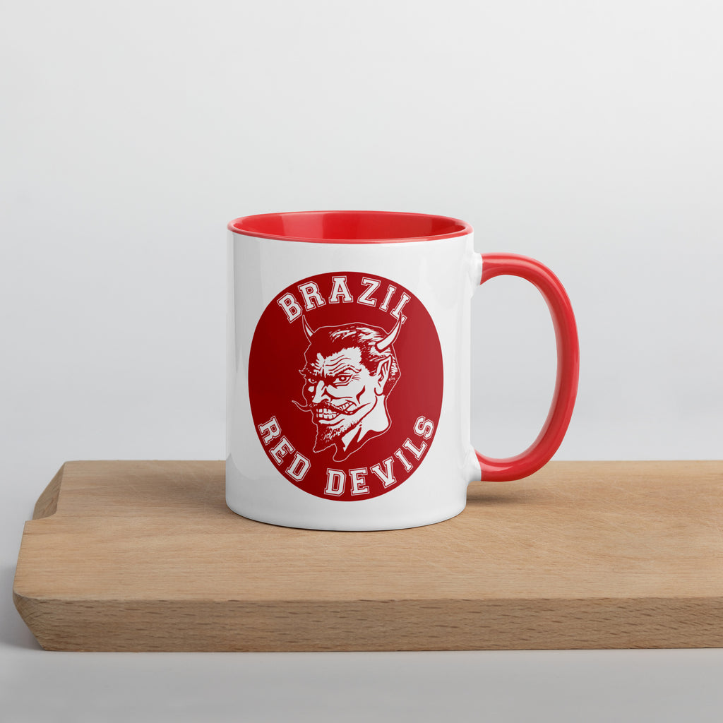 Brazil HS Red Devils - Mascot design - Coffee mug (white with red accent) - EdgyHaute