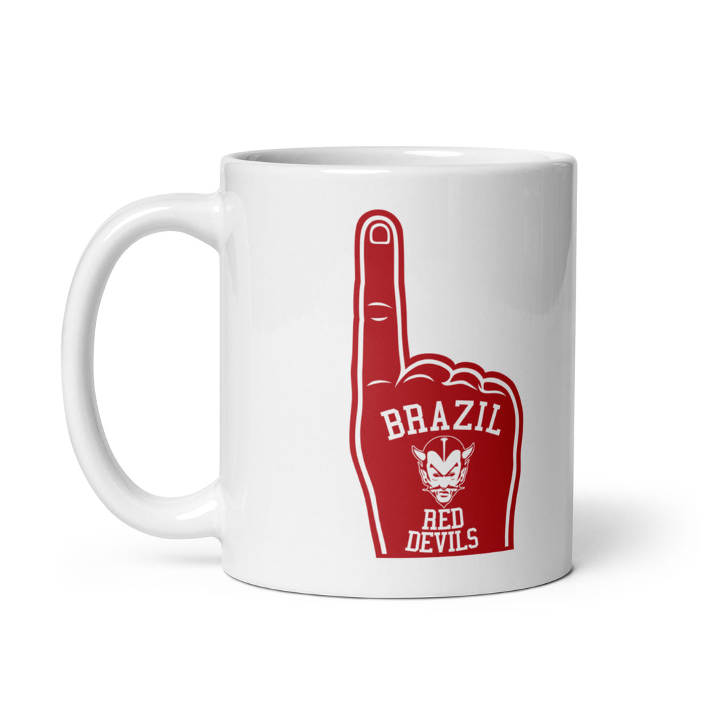 Brazil HS Red Devils - Foam Finger - Coffee mug (white) - EdgyHaute