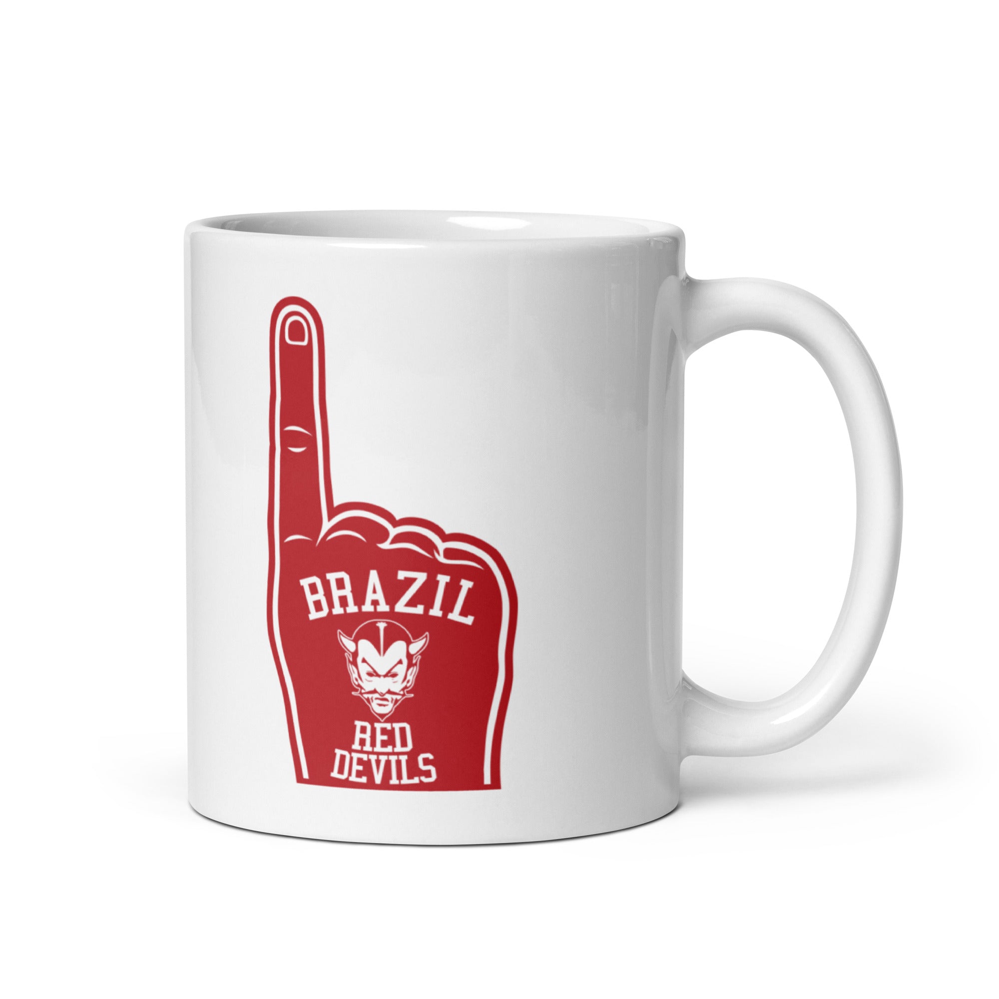 Brazil HS Red Devils - Foam Finger - Coffee mug (white) - EdgyHaute